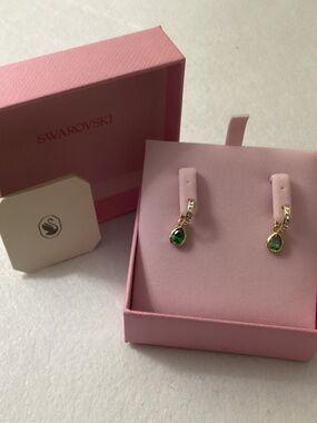 Swarovski Gold-Tone Mixed Crystal Charm Hoop Earrings